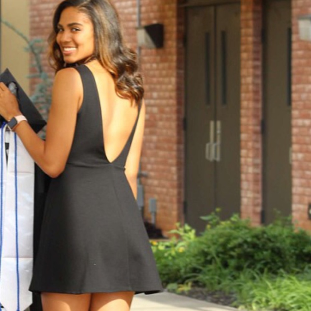 black, back-less dress from Forever 21